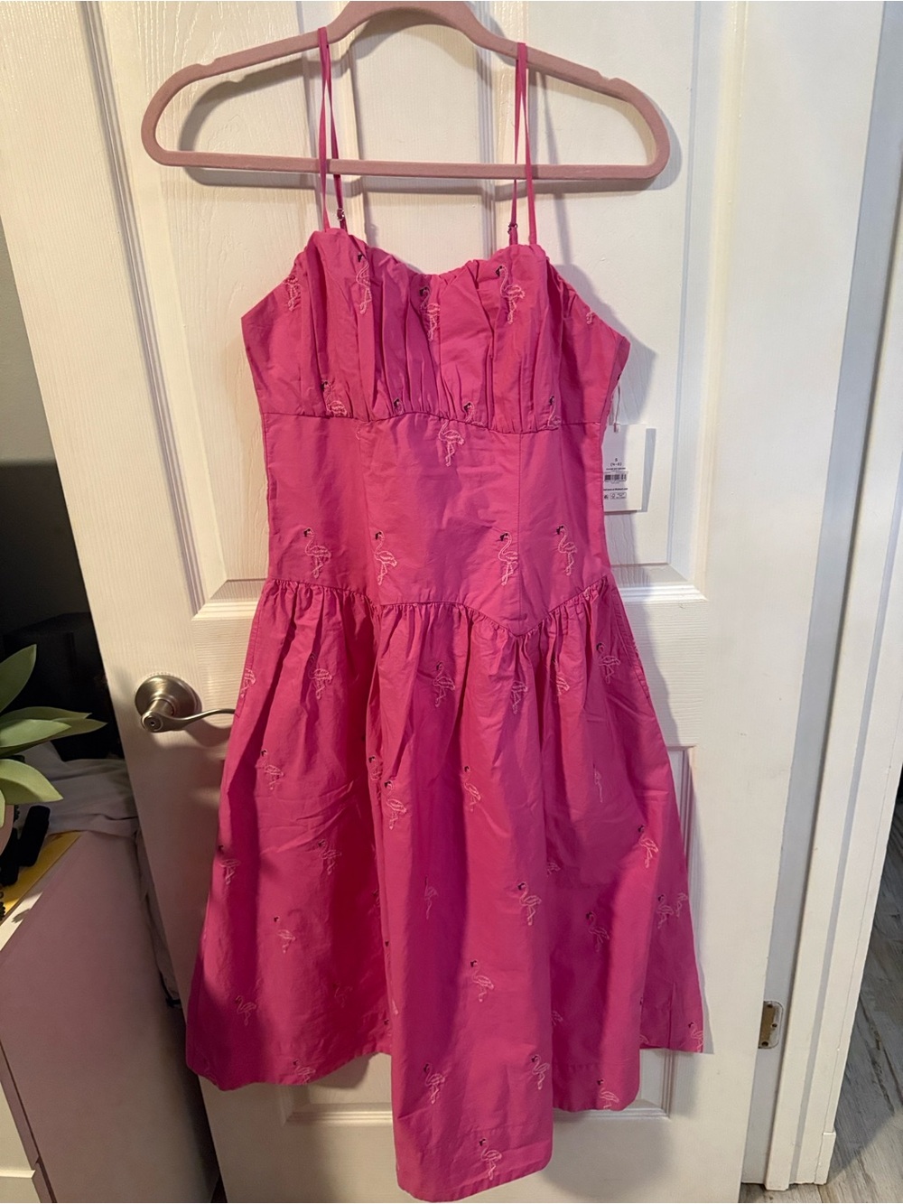 Women’s Pink Spaghetti-Strap Tiered Dress